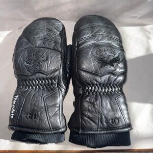 Tough Black Leather Mittens